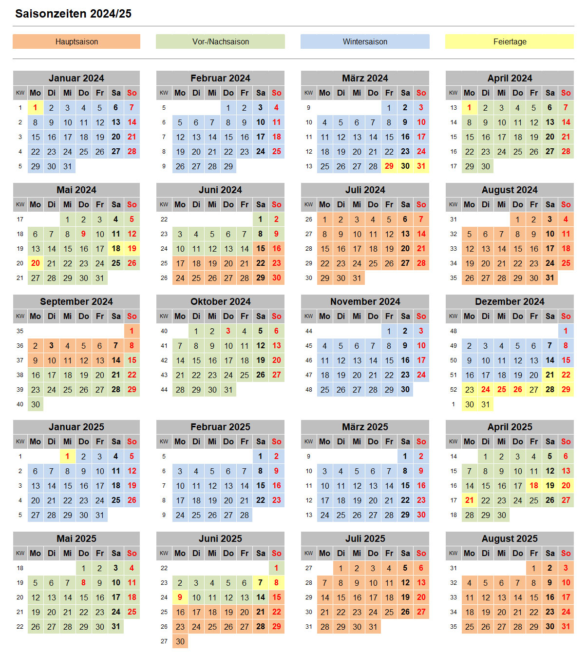 Saisonkalender 2023-2025